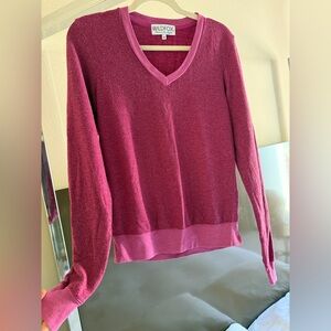 Wildfox V-Neck Sweater - Deep Pink